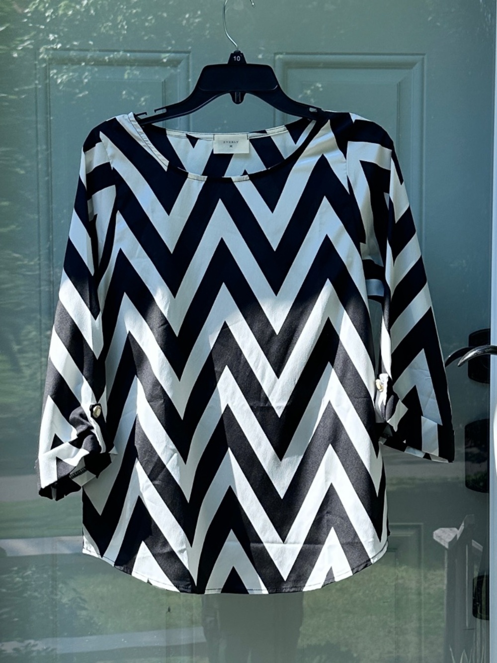 EVERLY blouse, black and white, size M, NWOT